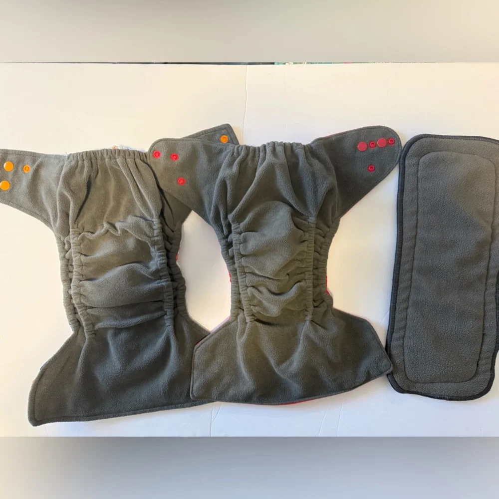 Baby BAMBOO Dinosaur and Red cloth Diaper Set